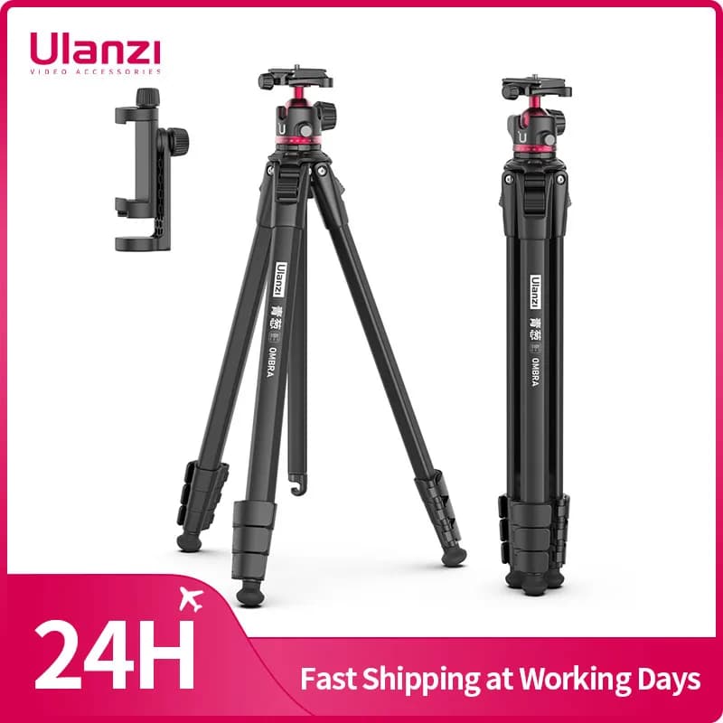 Ulanzi OMBRA-Trépied de voyage en alliage d'aluminium, monopode avec plaque suisse Arca, rotule, mét