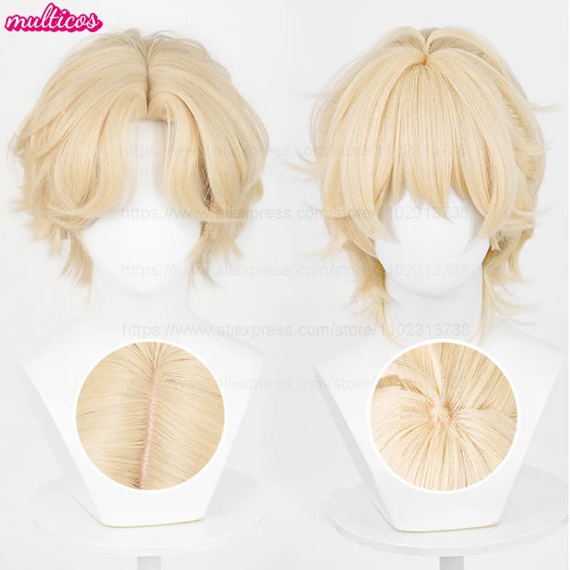 Perruque de Cosplay Luka courte Blonde de haute qualité, cheveux synthétiques résistants à la chaleu