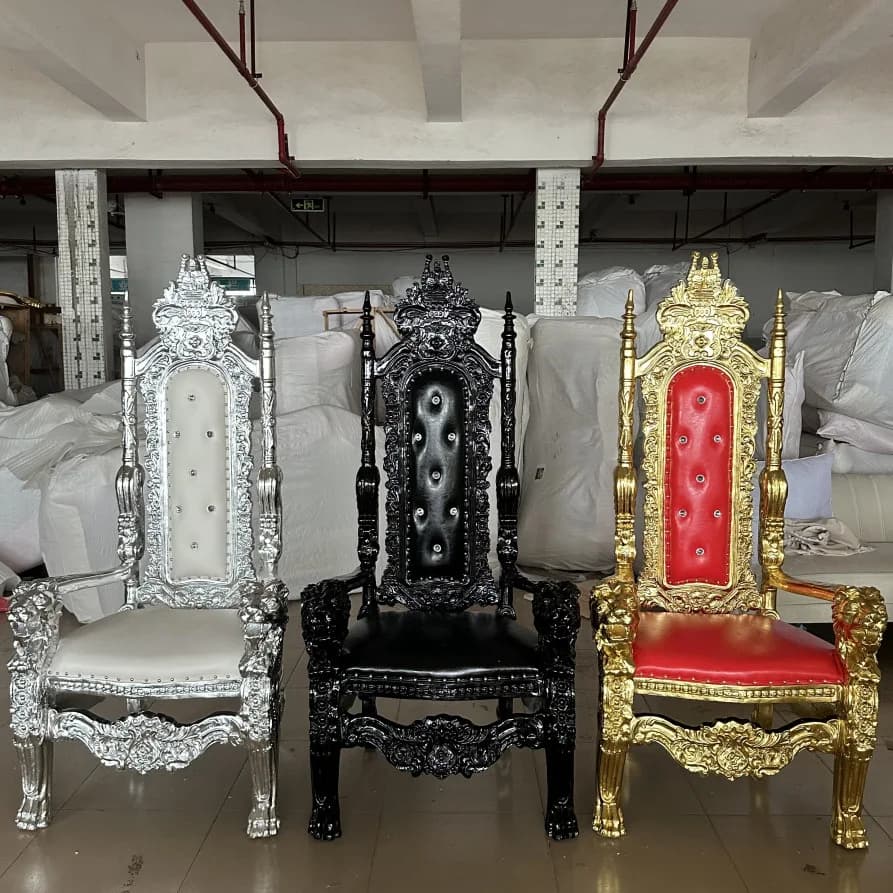 Chaise de luxe Royal King Throne à dossier haut pour marié et mariée, meubles d'hôtel de haute quali