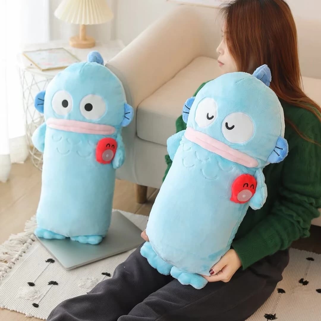 Coussin Long Hangyodon mignon de 60cm, oreiller en peluche de dessin animé, coussin de dos de canapé