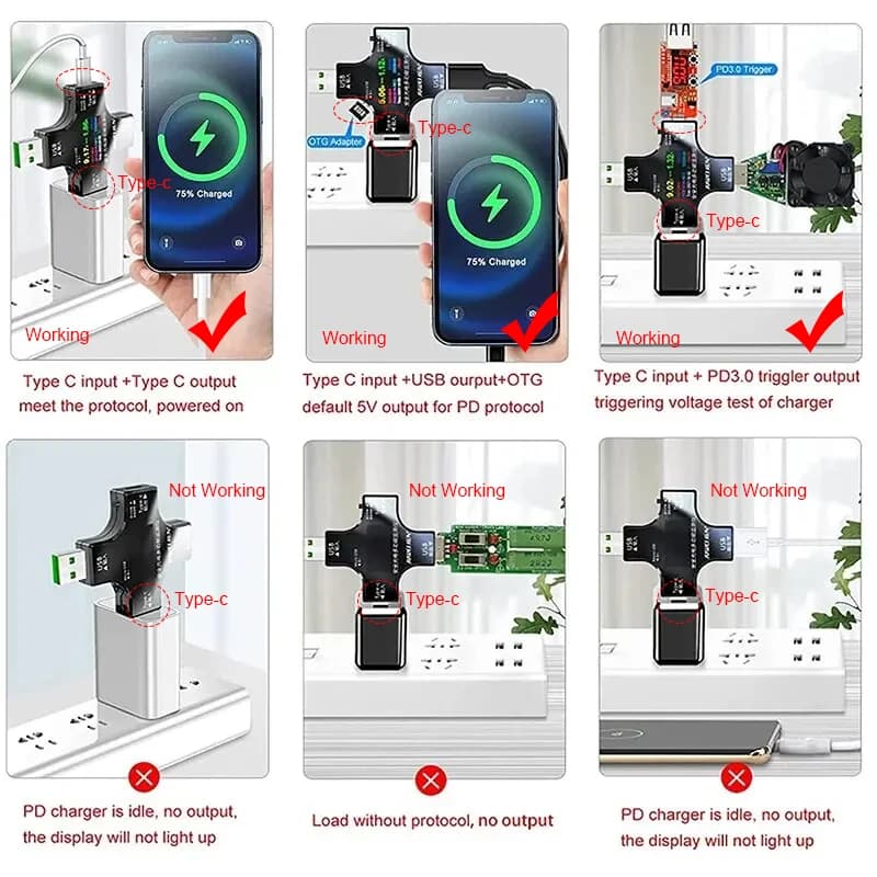 Testeur de tension USB multifonctionnel, moniteur de compteur de courant, charge rapide, détection d