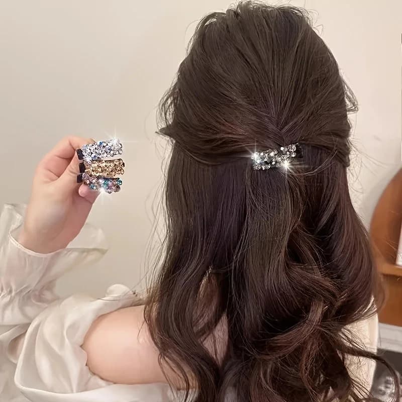 Pinces à cheveux élégantes en strass pour femmes, 6 pièces, petites pinces latérales colorées en cri