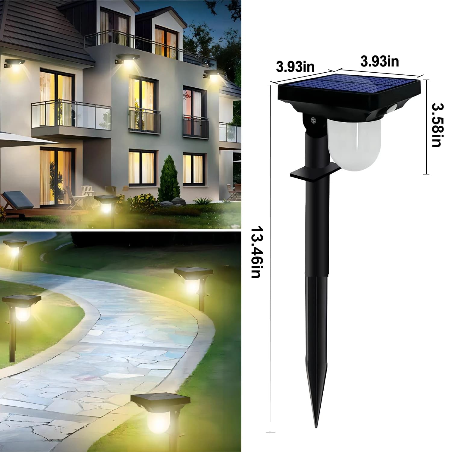 Lampes solaires extérieures jardin solaire alimenté applique étanche capteur de mouvement voie lumiè