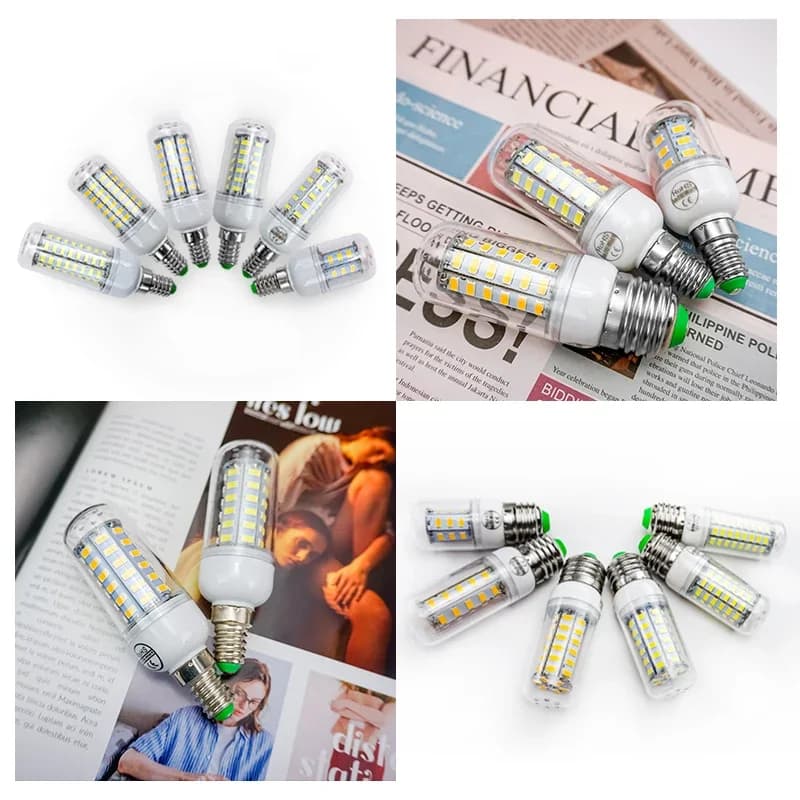 Ampoule LED E27 E14 Led bougie ampoule AC 220V Lampada Table maïs lampe Led 24 36 48 56 69 72leds Bo