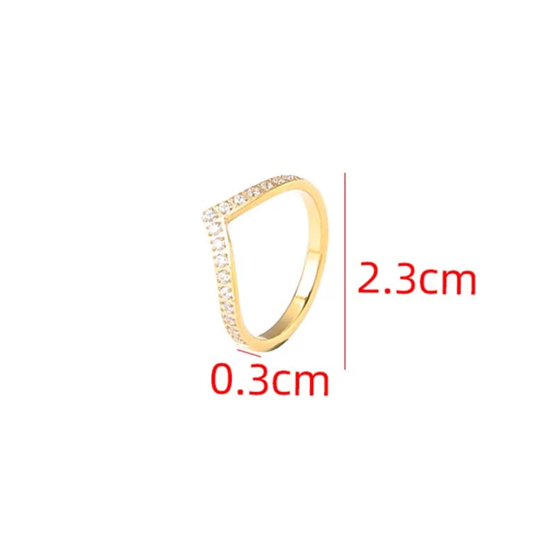 GD-Bijoux de doigt en forme de V pour femme, plaqué or 18 carats, acier inoxydable, cubique, contre-