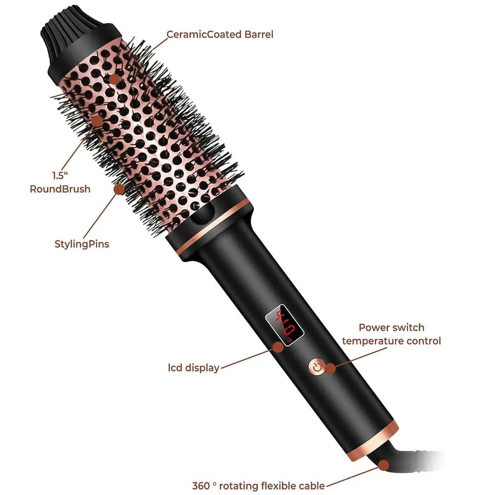 Brosse thermique 1.5 pouces, brosse à friser chauffante, fer à friser en céramique, brosse volumisan