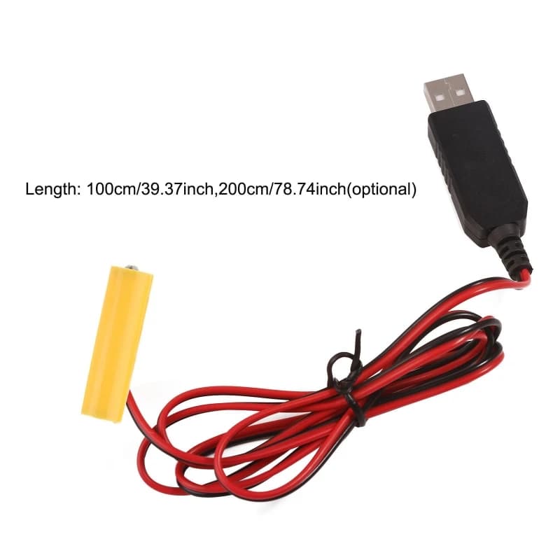 Câble USB 5V à 200 V pour l'élimination des piles AA, 100/4.5 cm, adaptateur d'alimentation, solutio