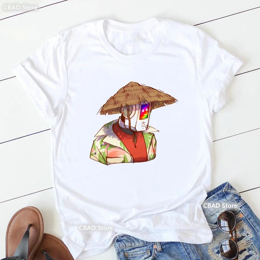 T-shirt imprimé graphique Stray Game pour femmes, vêtements pour femmes, t-shirt blanc drôle, chemis