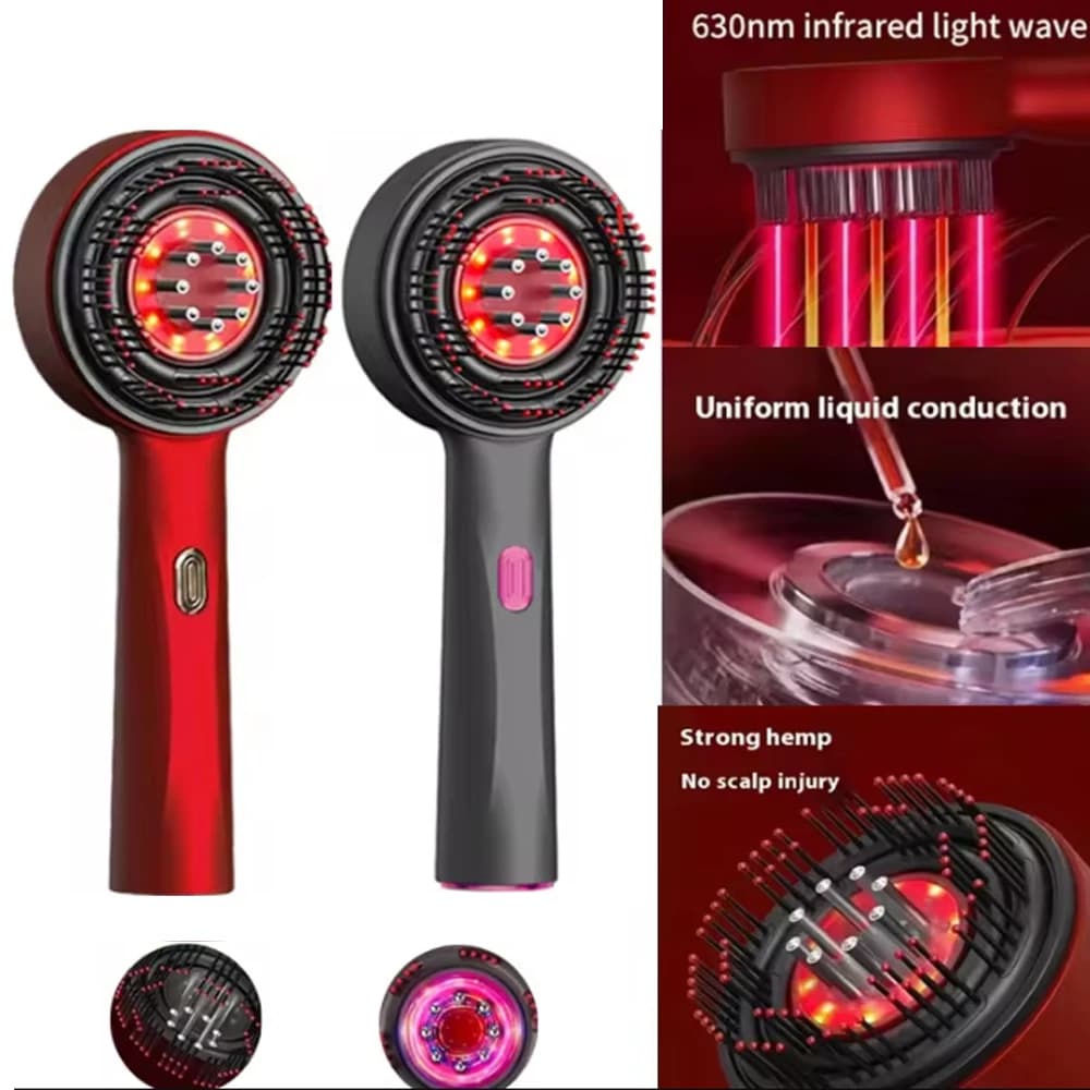Peigne de Massage électrique à vibrations, 3 Modes, thérapie à la lumière rouge, Massage de la crois