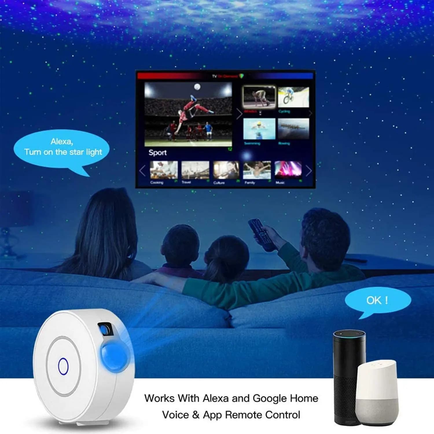 Tuya WiFi intelligent Aurora galaxie étoile projecteur veilleuse Alexa commande vocale APP contrôle 
