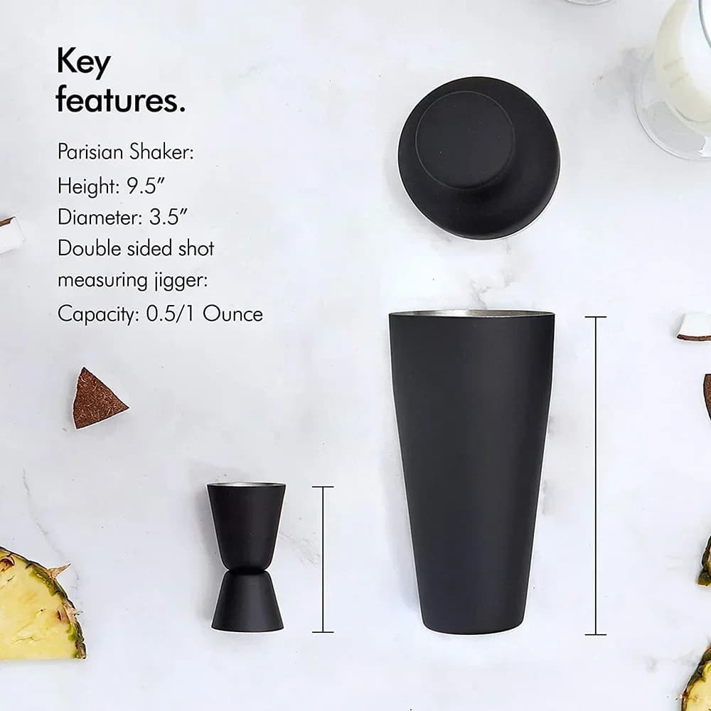 Ensemble de shaker à Cocktail noir mat, mélangeur de boissons à vin Martini, outils de bar, équipeme
