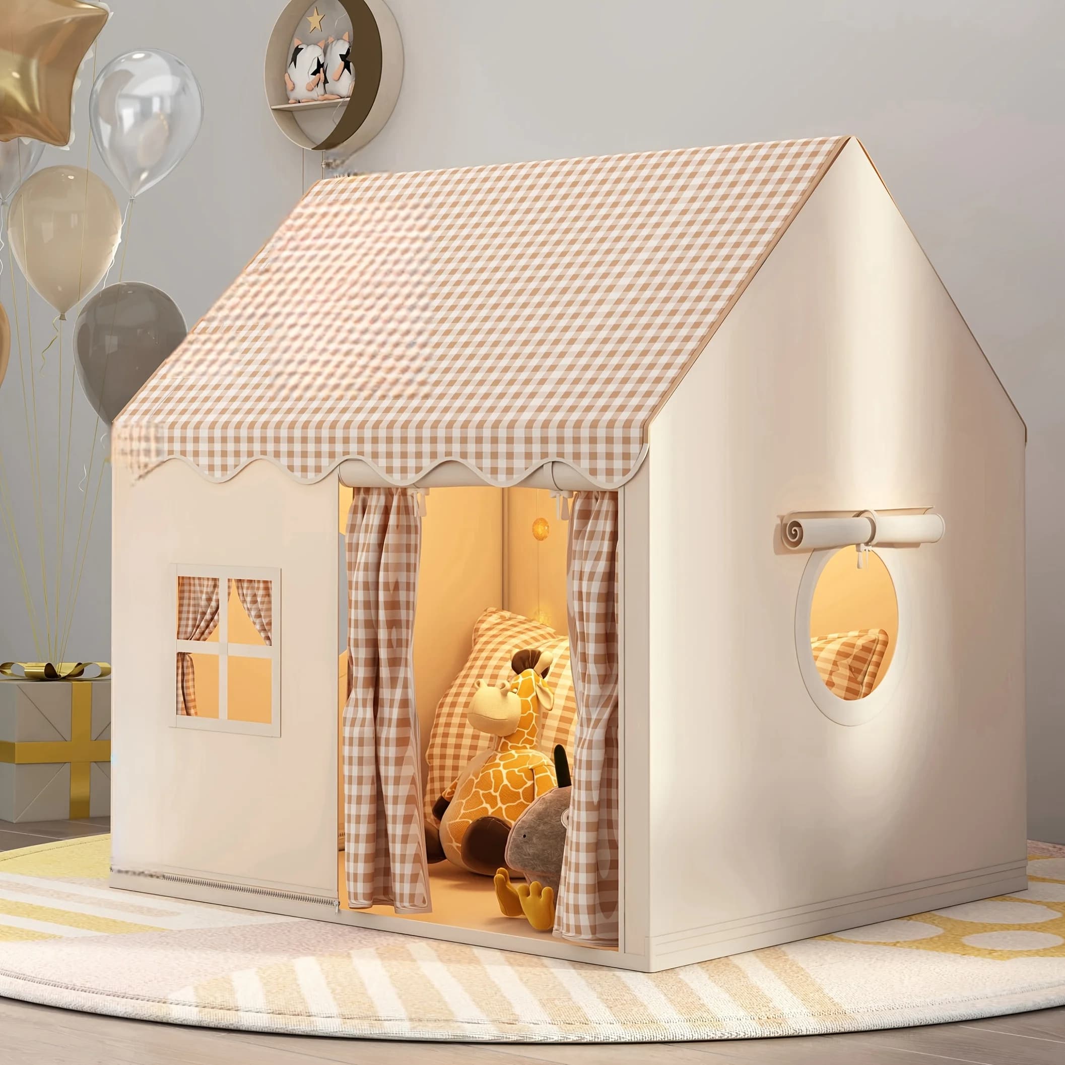 Château de maison de jeu intérieure pour jeunes, polyester et PVC, parfait pour le plaisir en plein 