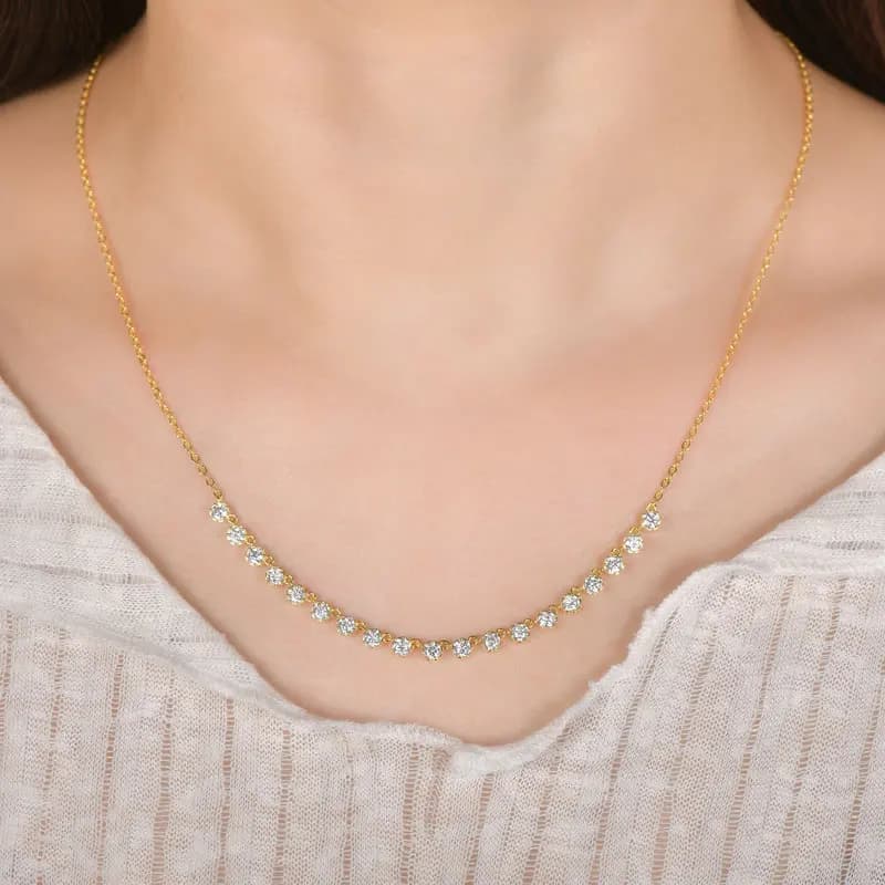 Collier OXTAO certifié Moissanite style bulle 3mm D VVS1 pour femme, pendentif U-Smile, bijoux en or