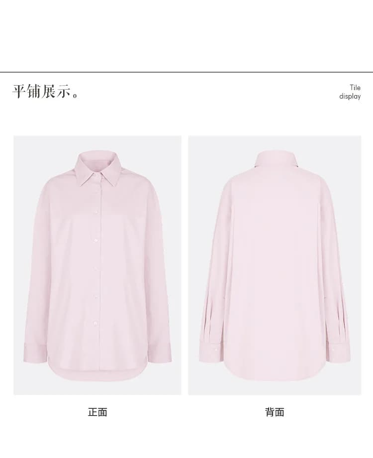 Chemisier rose élégant à manches longues et col rabattu pour femmes, chemises en coton pour femmes, 
