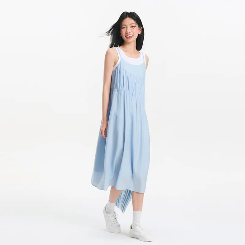 Ensemble Robe Débardeur Femme Semir 2025 – Collection Été Couleur Unie Texturée Ourlet Irrégulier Ef