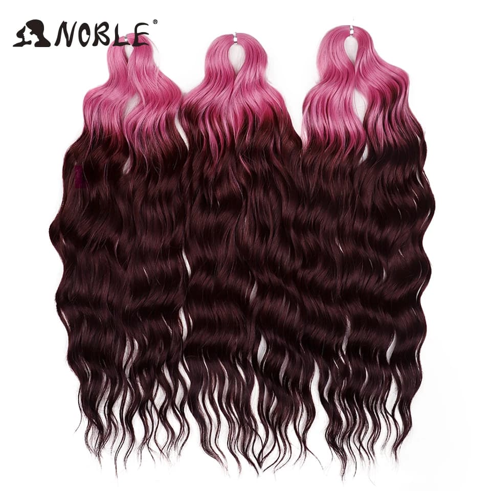 Noble 24 pouces cheveux synthétiques vague d'eau tressage Extensions de cheveux Ombre arc-en-ciel co