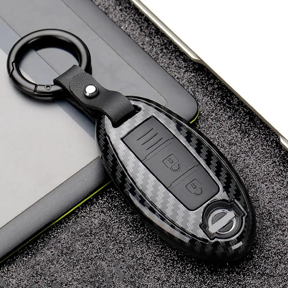 Porte-clés télécommande intelligente à 3 boutons en Fiber de carbone, coque pour Nissan Qashqai Puls