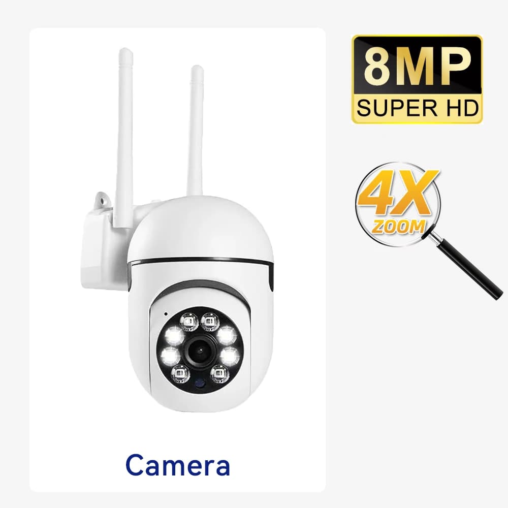 PEGATAH 8MP HD couleur nocturne Wifi IP caméra de sécurité sans fil PTZ 4X Zoom caméras caméra de su
