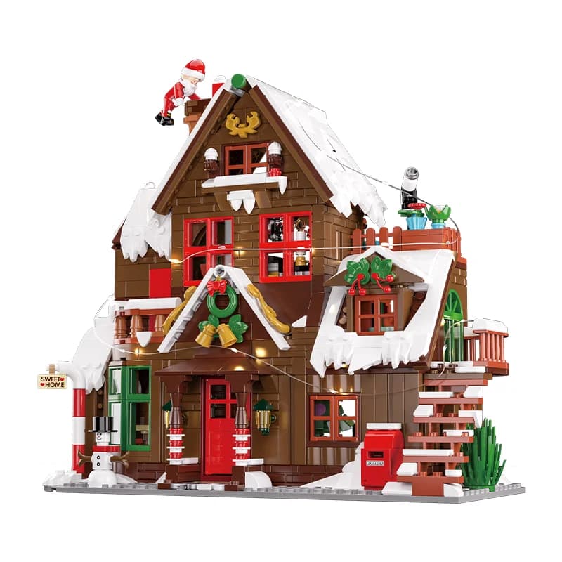 JAKI – maison de noël en bois, modèle d'assemblage, jouet, ornement créatif, blocs de construction, 