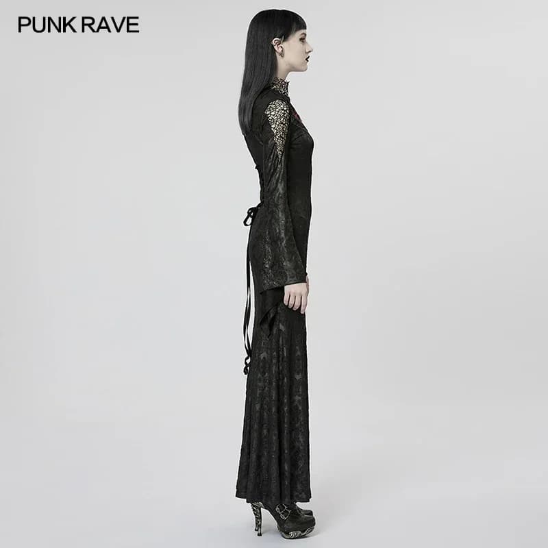 PUNK RAVE femmes exquise gothique nuit flétrie vigne araignée motif maille robe manches évasées Sexy
