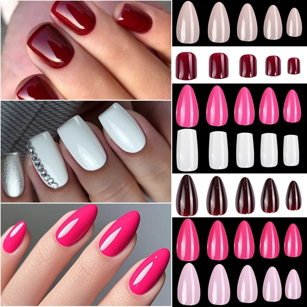 Faux ongles carrés courts rouges, 120 pièces, couverture complète brillante d'été, à pression sur le