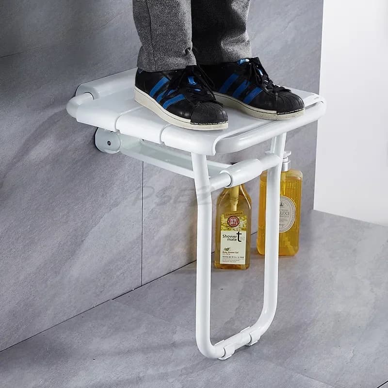 Siège de sécurité pliant avec pieds pour toilettes, chaise de douche, tabouret mural de douche, tabo