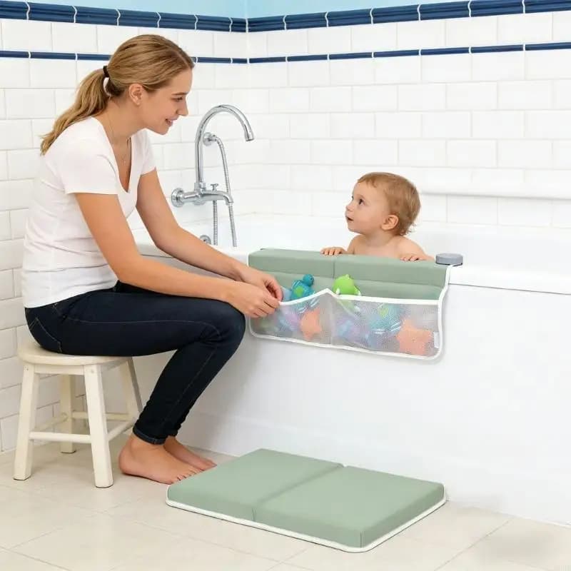 Ensemble tapis bain à genoux concentré pour bébé, confortable, offrant une assistance aux coudes sou