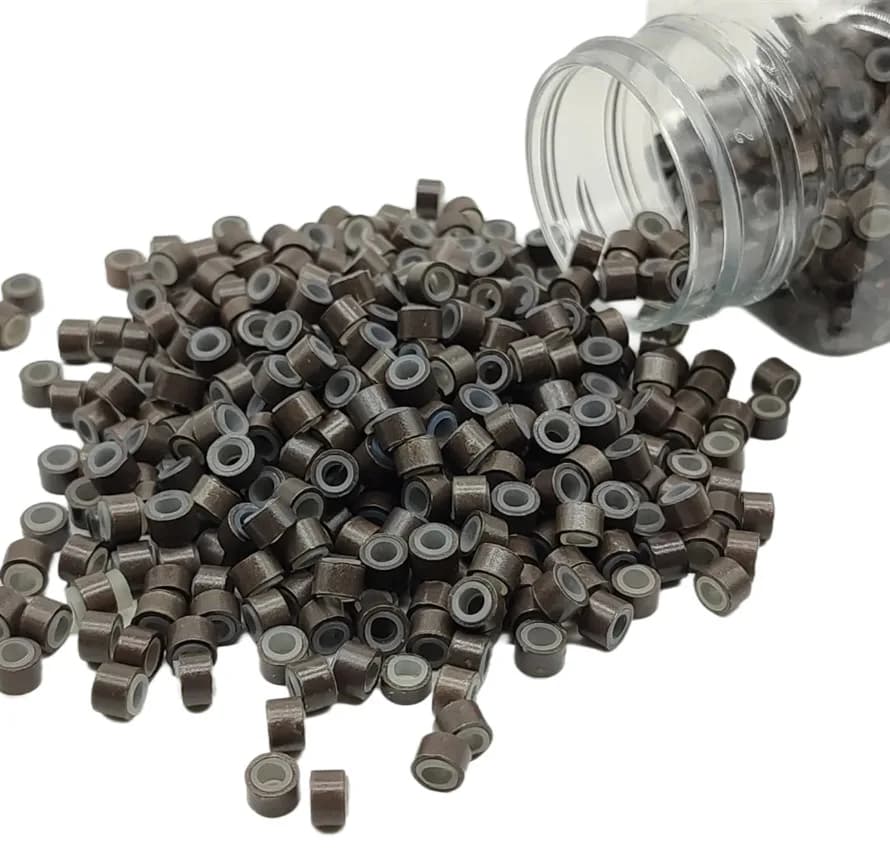 1000 pièces Extensions de cheveux Micro anneaux liens perles 5mm perles doublées de Silicone pour Ex