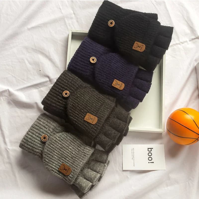 Gants tricotés sans doigts pour l'hiver, épais et chauds pour écran tactile, pour hommes et femmes, 