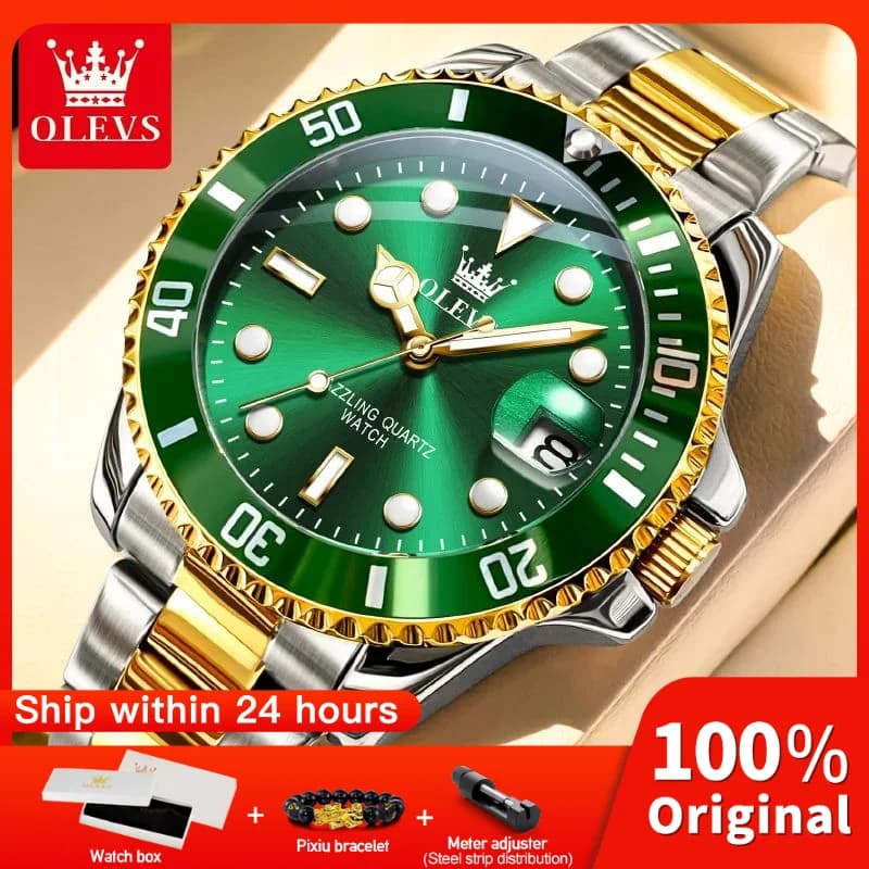OLEVS 5885 homme montre marque originale étanche montre à Quartz bracelet en acier inoxydable automa