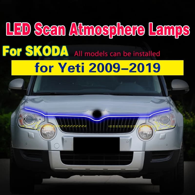 Enquêter de jour de voiture à LED pour Skoda Yinous, lumière de sauna, balayage DRL, bande lumineuse