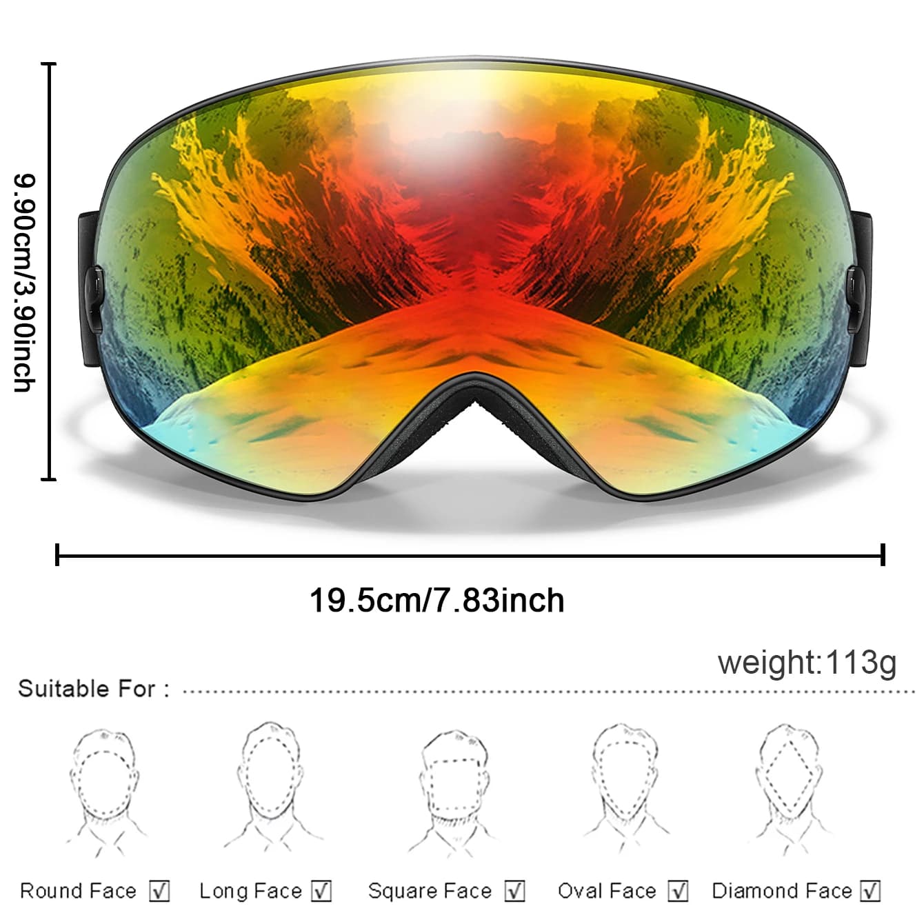 Lunettes de Ski pour hommes et femmes, Anti-buée, pour Sports de plein air, snowboard, motoneige, UV