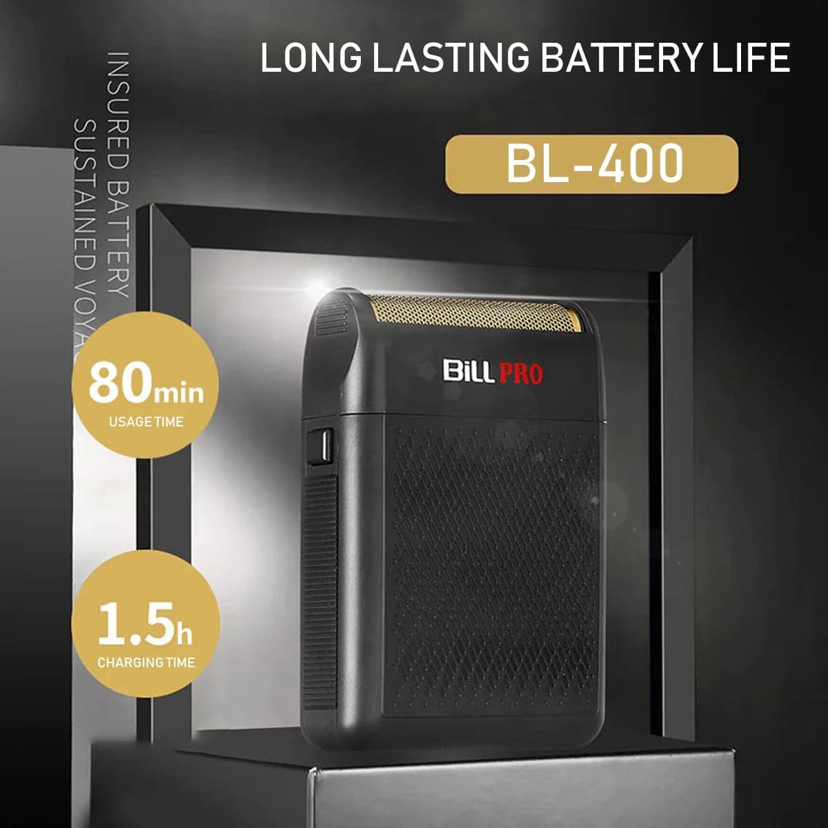 Rasoir électrique pour hommes BL-400 – Batterie longue durée, portable et adapté aux voyages, entraî