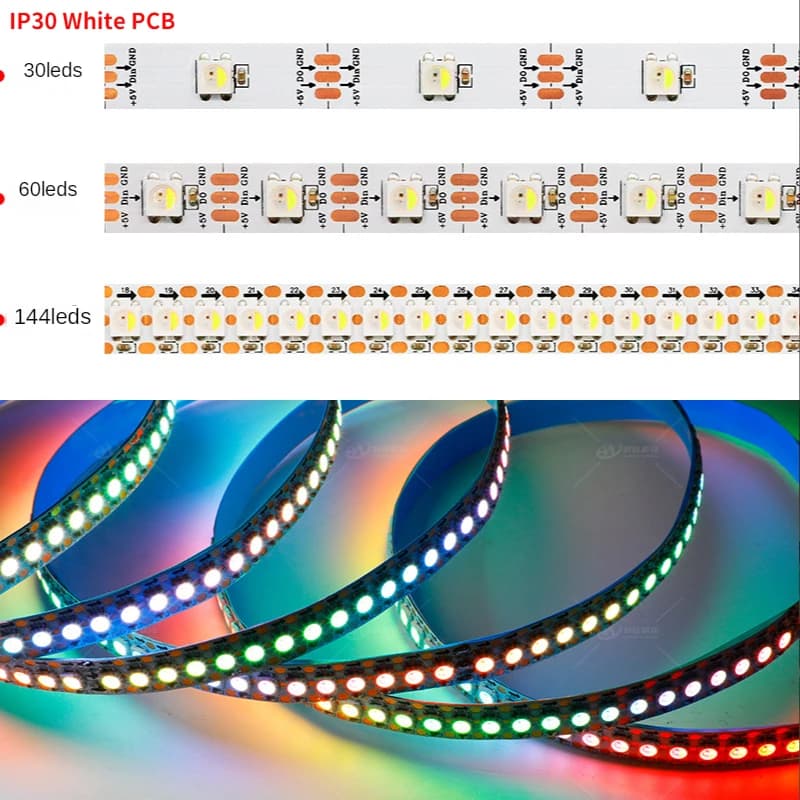 Bande Lumineuse LED SK6812 RGBW 4 en 1, Similaire à WS2812B 30 60 144 gible/m, Adressable Individuel