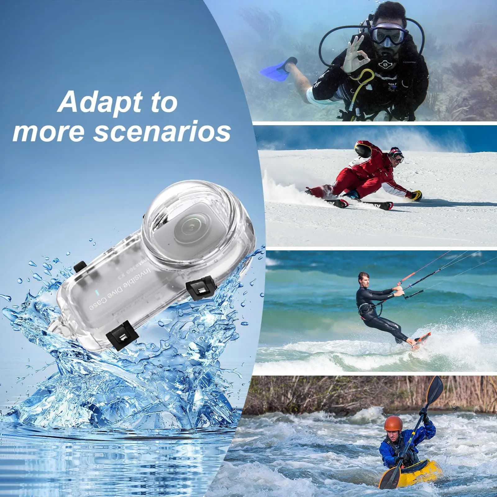 Étui de plongée pour Insta360 X4, boîtier étanche pour Insta360 X4, étui de plongée Invisible sous-m