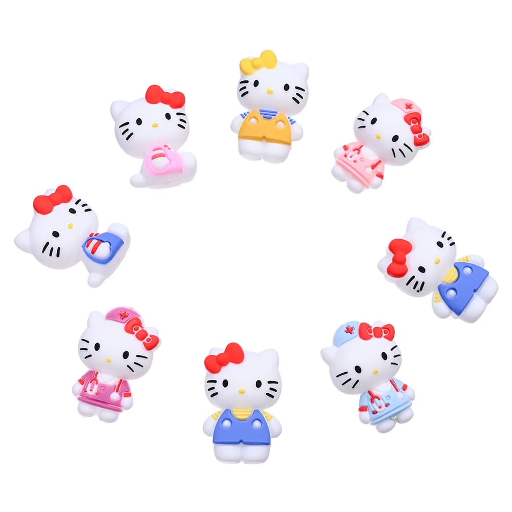 Perles en Silicone sur le thème Sanrio 3D, 7 pièces, perles de mise au point Hello Kitty pour bricol