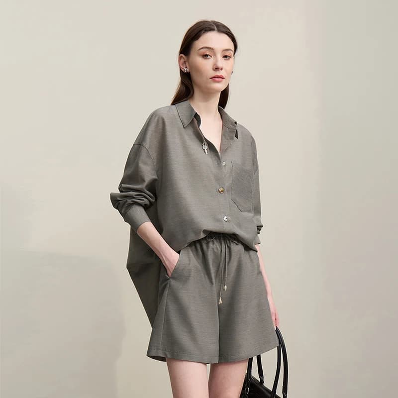 Chemises décontractées pour femmes Amii, Nouvelle collection été 2026, Style vacances, Ensemble shor