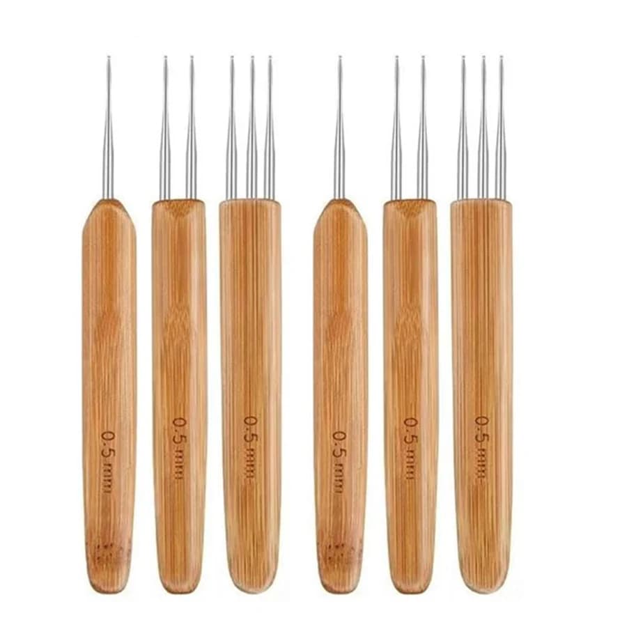 3/6 pièces 0.5mm/0.75mm Dreadlock Crochet bois Crochet aiguilles cheveux Dreadlocks outil pour tress