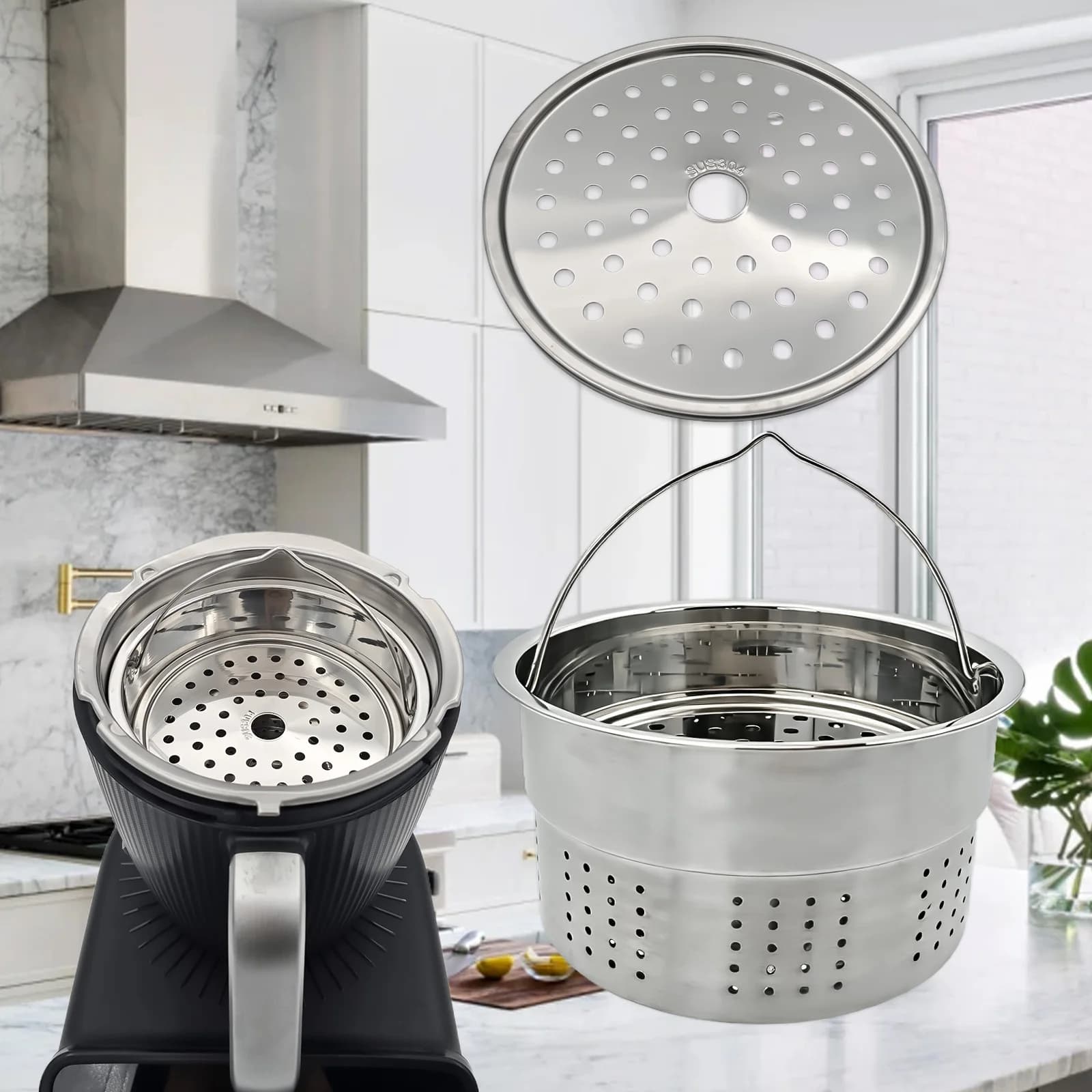 Mise à niveau du cuiseur vapeur 2 en 1 en acier inoxydable pour Thermomix TM7, panier double couche 