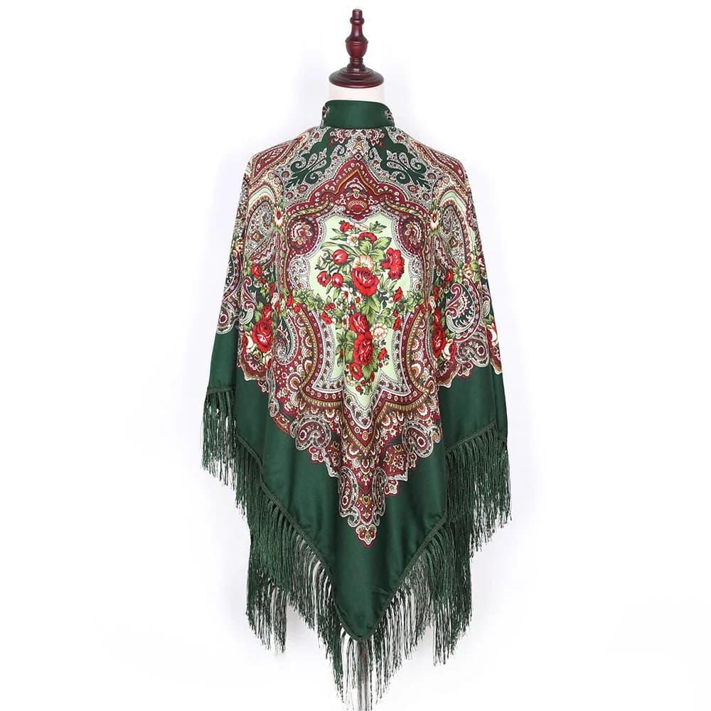 Foulard Russe de Luxe à Imprimé Floral pour Femme, Châle Bandana Carré, 21ème à Franges, Mouchoir, 1