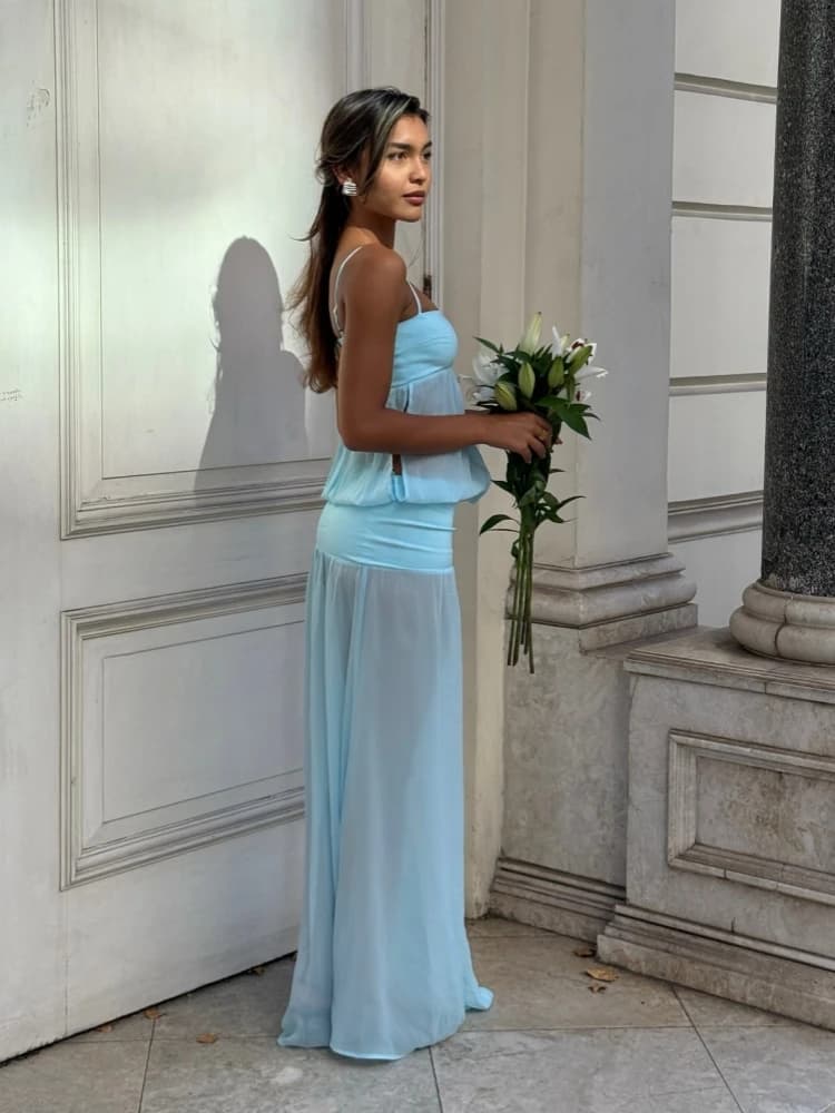 Robe longue sexy à fines bretelles, patchwork, ajourée, sans manches, transparente, moulante, pour f