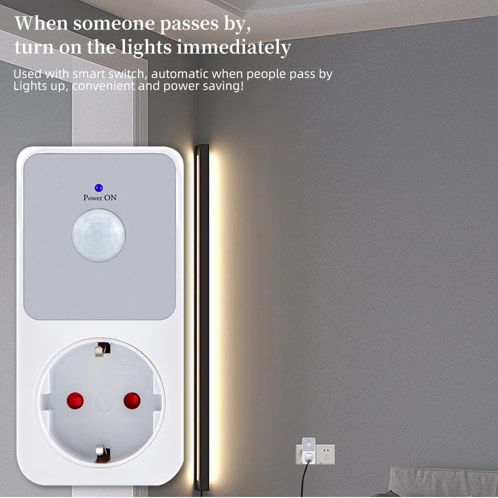Protecteur de prise de capteur infrarouge PIR, veilleuses LED 220V EU FR US UK Plug 120 °   Retardan