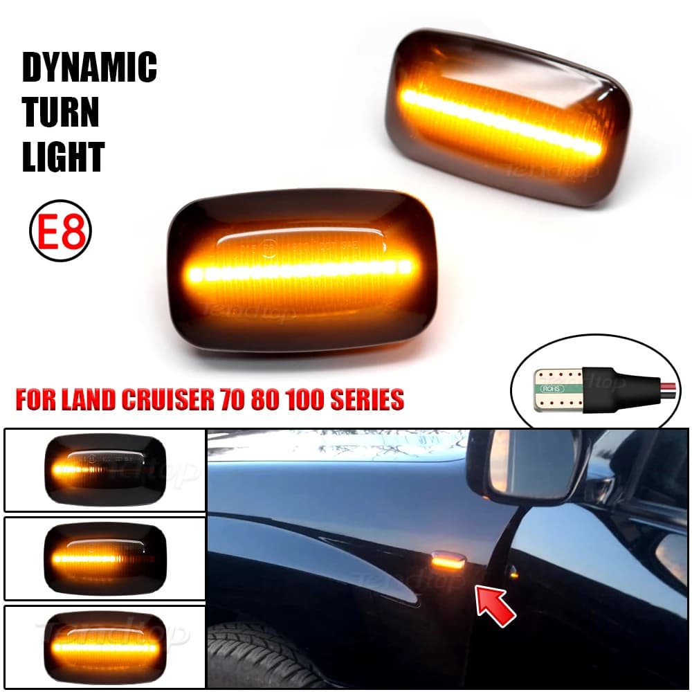 Feux de position latéraux dynamiques à LED, clignotant pour Toyota Landcruiser, Land Cruiser, 70, 80