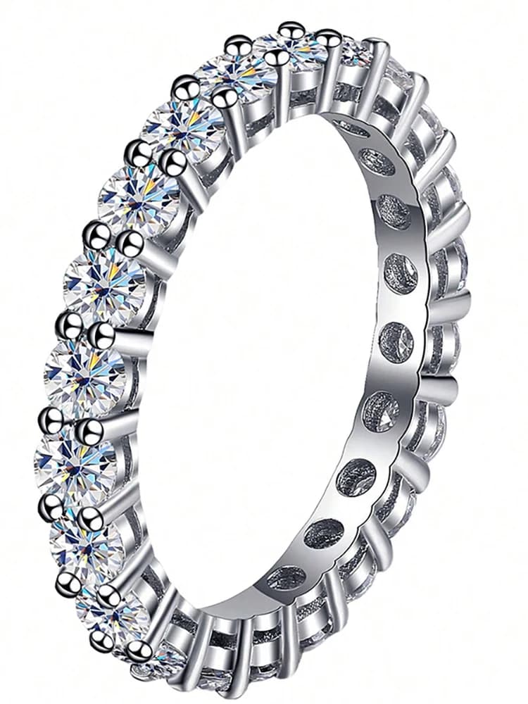 Bague classique en argent Sterling 925 pour femmes, bague simple en Zircon à une rangée, fiançailles