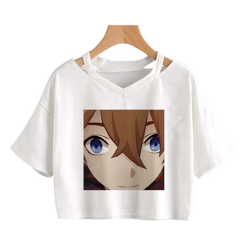 Haut court Kawaii Genshin Impact T-shirt femmes t-shirts graphiques Kawaii hauts Harajuku dessin ani