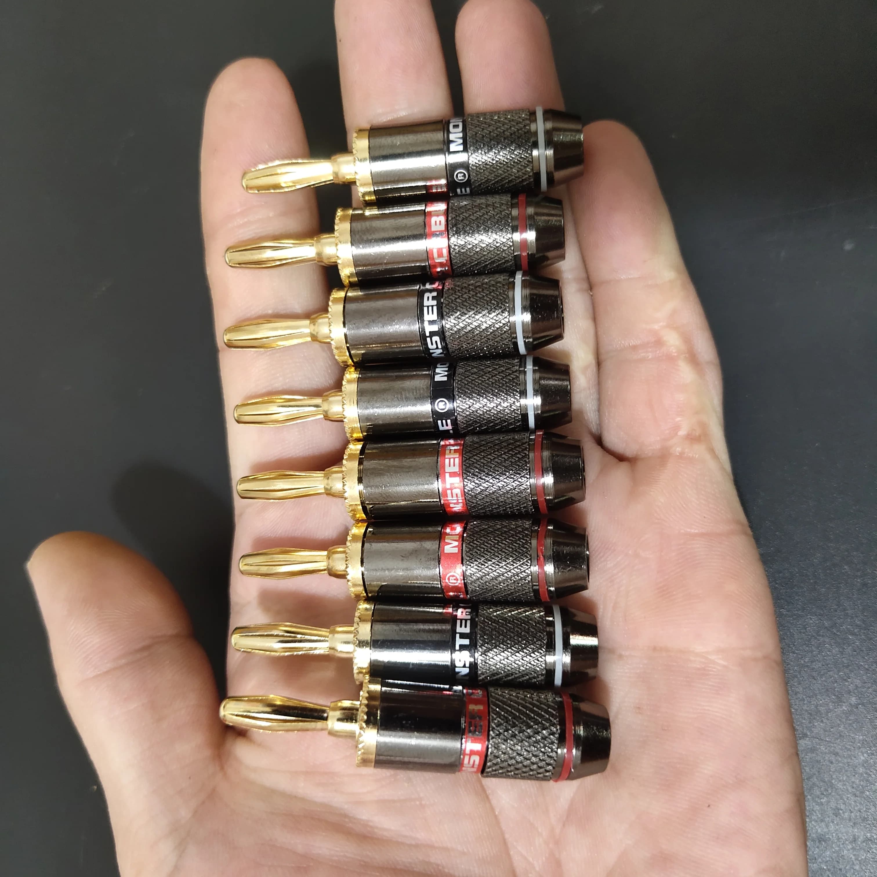 Monster series – fiche banane, fixation à vis sans soudure, plaqué or 24K, adaptateur de haut-parleu