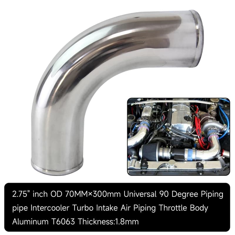 70mm 2.75 "/76mm 3.0"/80MM 3.15 ''pouces coude à 90 degrés en aluminium Turbo Intercooler tuyau tuya