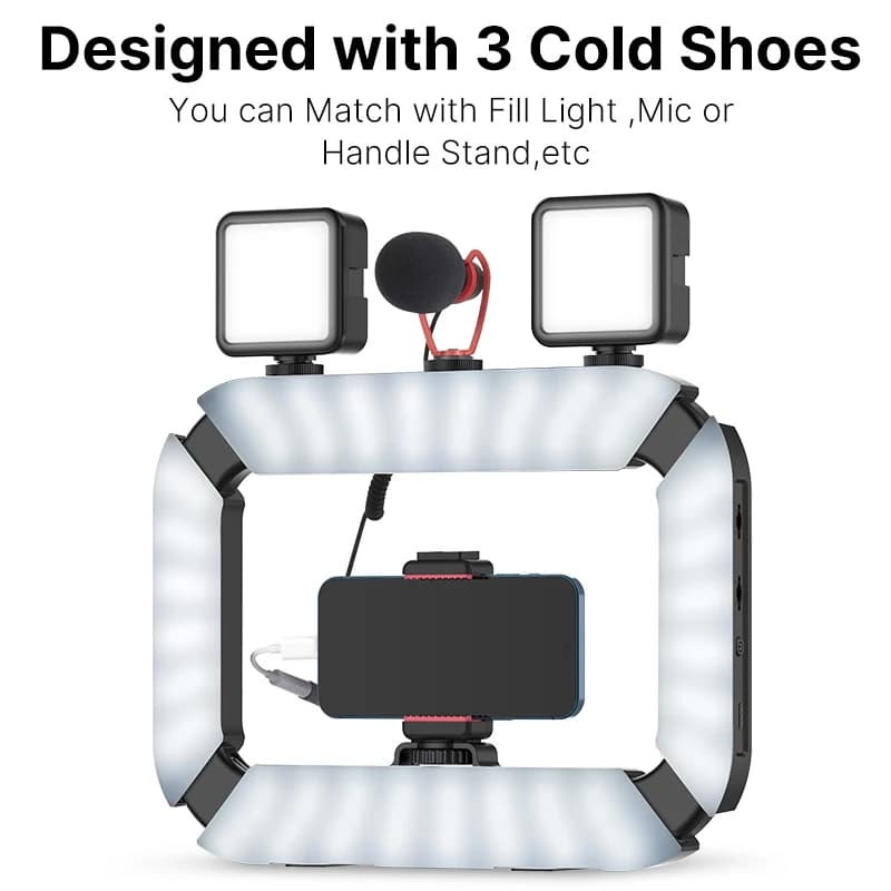Ulanzi U200 rechargeable Smartphone plate-forme vidéo prise de vue verticale LED anneau lumineux LED