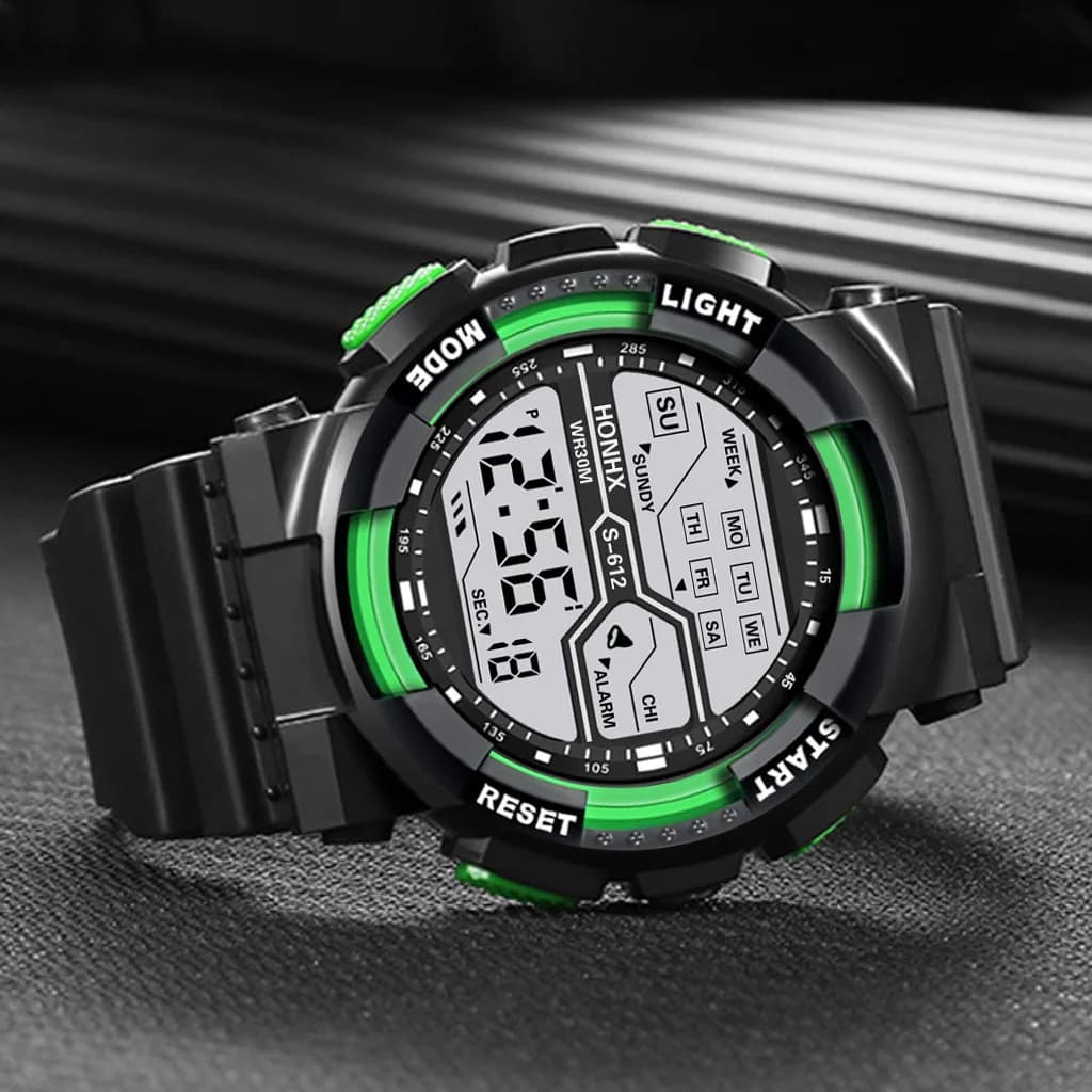 Sport de plein air hommes montre multifonction grand écran LED électronique étanche lumineux militai