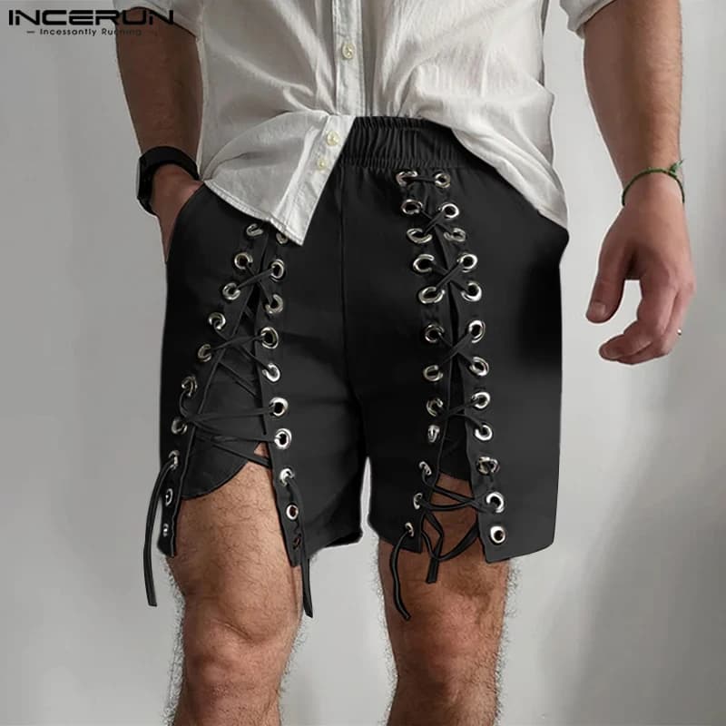 INCERUN-Short de Style Américain pour Homme, Design en Maille, Couleur Unie, Décontracté, Marche en 